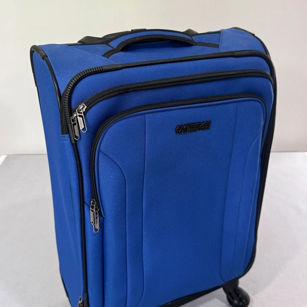 American Tourister Spinner Suitcase Unisex Blue Softside 24 Inch Luggage